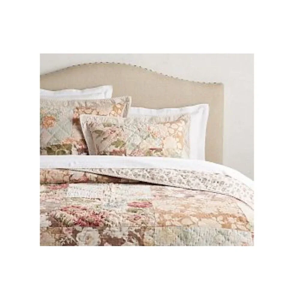 Pottery Barn Carolina Floral Patchwork Reversible Cotton Standard 26 X 20 Sham N